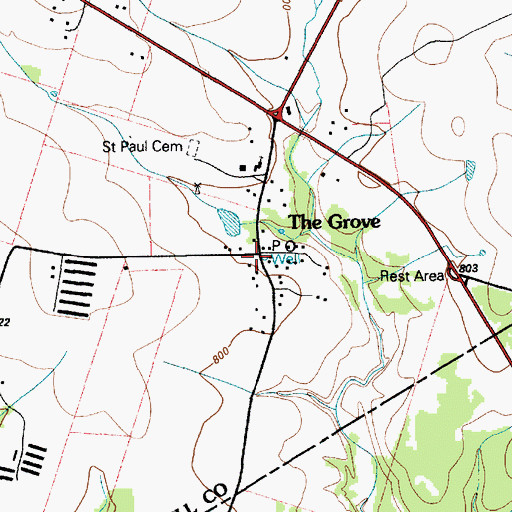 Topographic Map of The Grove, TX