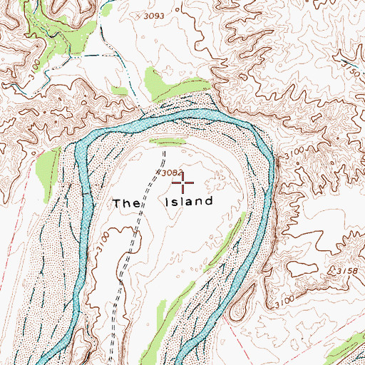Topographic Map of The Island, TX