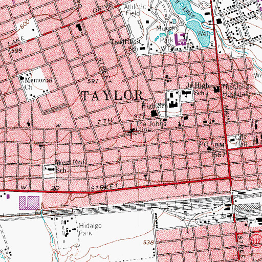 Topographic Map of The Johns Clinic, TX