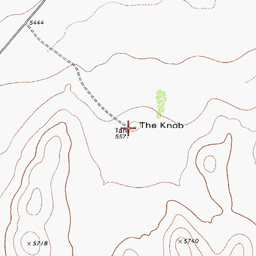 Topographic Map of The Knob, TX