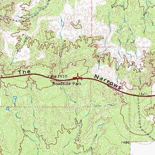 Topographic Map of The Narrows, TX