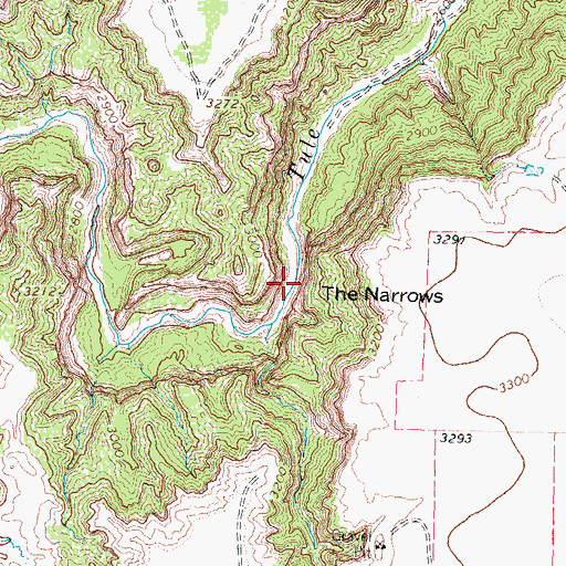 Topographic Map of The Narrows, TX