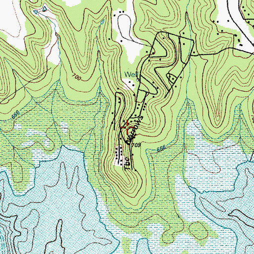 Topographic Map of The Narrows, TX