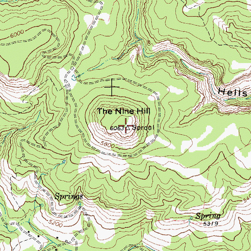 Topographic Map of The Nine Hill, TX
