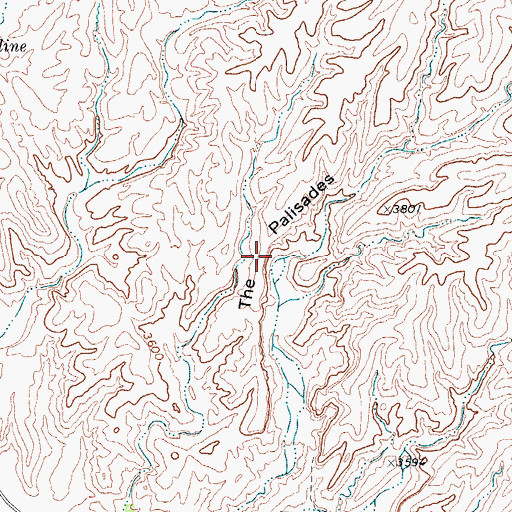Topographic Map of The Palisades, TX