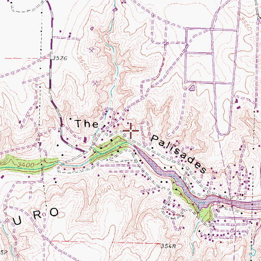 Topographic Map of The Palisades, TX