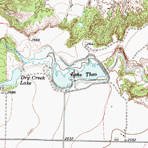 Topographic Map of Lake Theo, TX