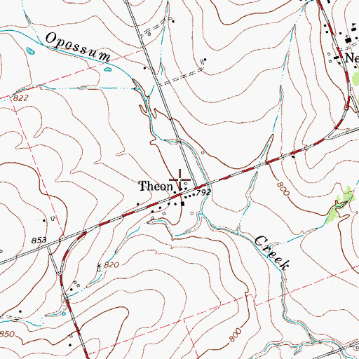 Topographic Map of Theon, TX