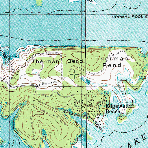 Topographic Map of Therman Bend, TX