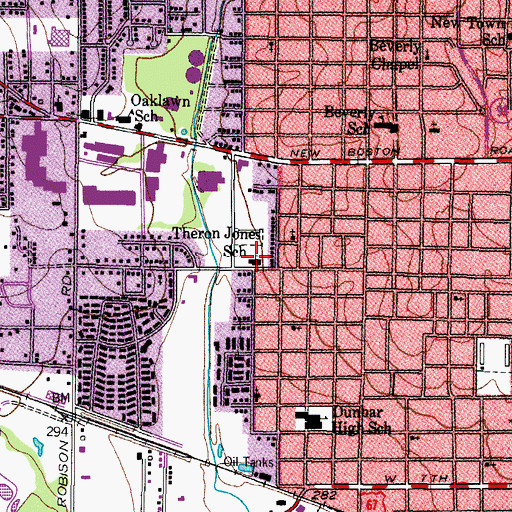 Topographic Map of Theron Jones School, TX
