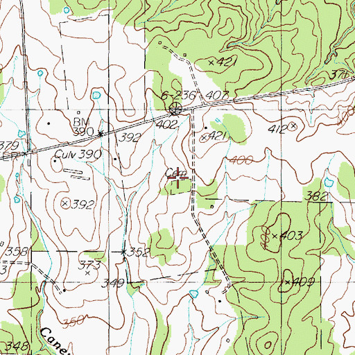 Topographic Map of Thomas Cemetery, TX
