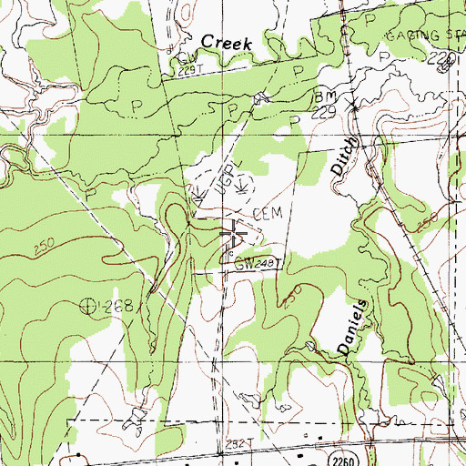 Topographic Map of Thomas Family Cemetery, TX