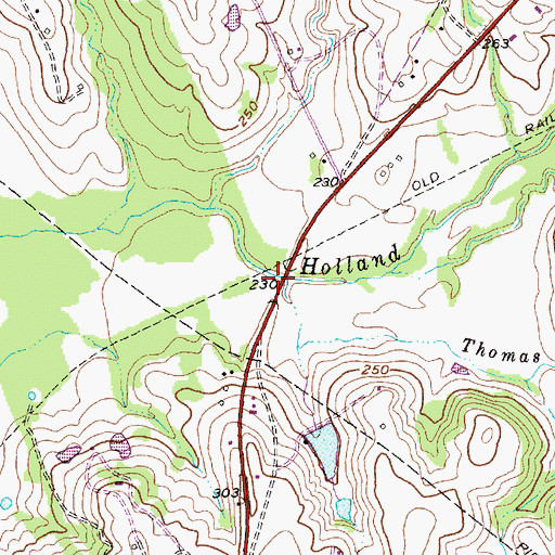 Topographic Map of Thomas Creek, TX