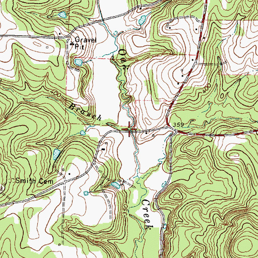 Topographic Map of Thompson Branch, TX