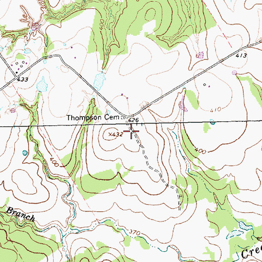 Topographic Map of Thompson Cemetery, TX