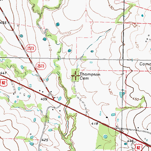 Topographic Map of Thompson Cemetery, TX