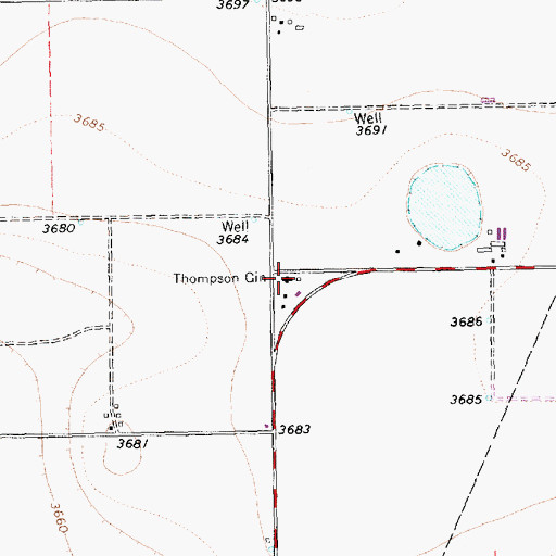 Topographic Map of Thompson Gin, TX