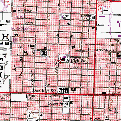 Topographic Map of Thompson Junior High School, TX