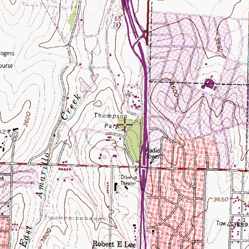 Topographic Map of Thompson Park, TX