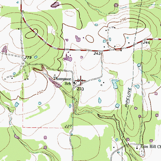 Topographic Map of Thompson School, TX