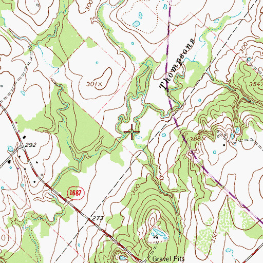 Topographic Map of Thompsons Branch, TX