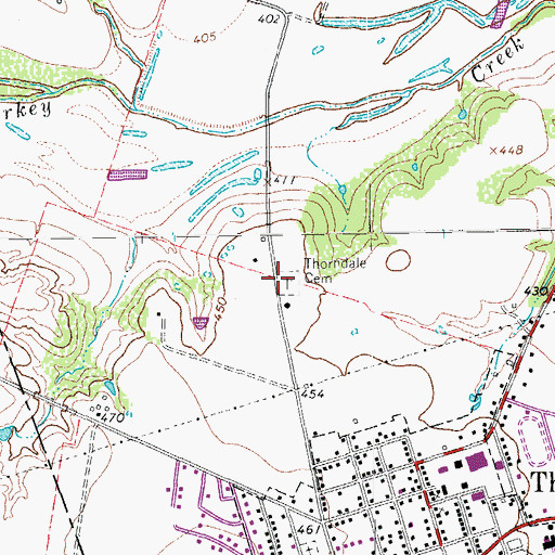 Topographic Map of Thorndale Cemetery, TX