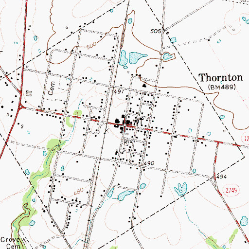 Topographic Map of Thornton, TX