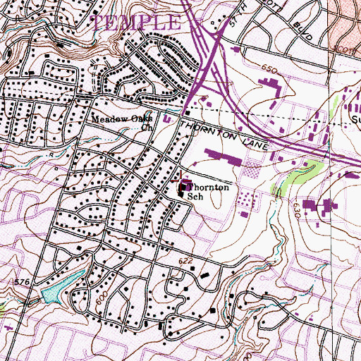 Topographic Map of Thornton School, TX