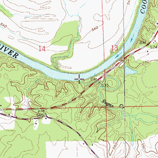 Topographic Map of Sugar Creek, AL