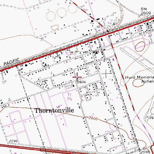 Topographic Map of Thorntonville, TX
