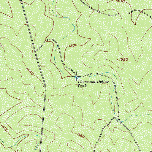 Topographic Map of Thousand Dollar Tank, TX