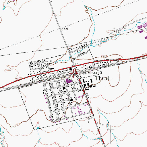 Topographic Map of Thrall, TX