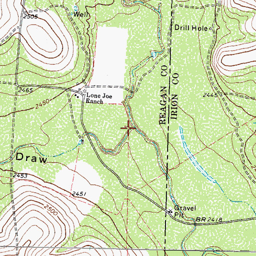Topographic Map of Three Bluff Draw, TX