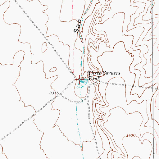 Topographic Map of Three Corners Tank, TX