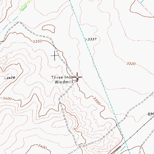 Topographic Map of Three Inch Windmill, TX