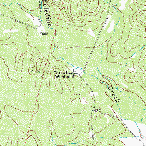 Topographic Map of Three Leg Windmill, TX