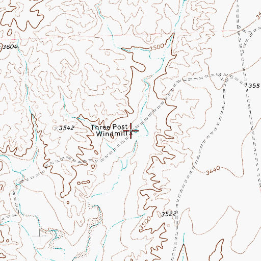 Topographic Map of Three Post Windmill, TX