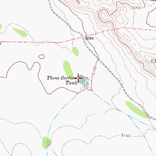 Topographic Map of Three Section Tank, TX