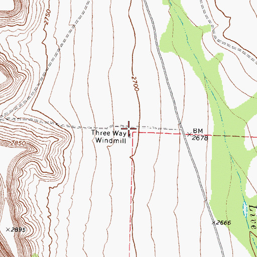 Topographic Map of Three Way Windmill, TX