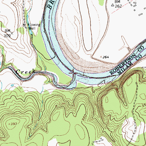 Topographic Map of Threemile Creek, TX