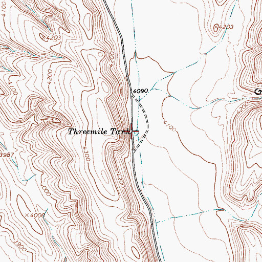 Topographic Map of Threemile Tank, TX