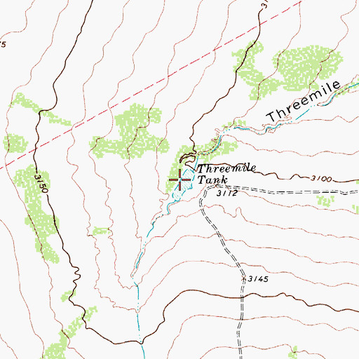 Topographic Map of Threemile Tank, TX