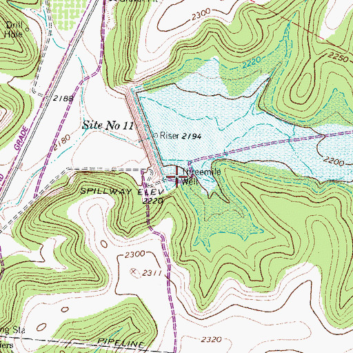 Topographic Map of Threemile Well, TX