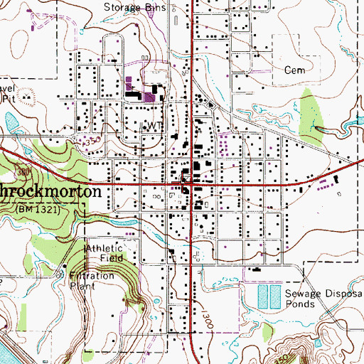 Topographic Map of Throckmorton, TX