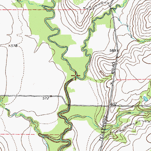 Topographic Map of Throckmorton Creek, TX