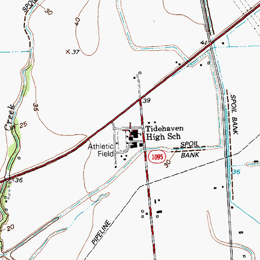 Topographic Map of Tidehaven High School, TX