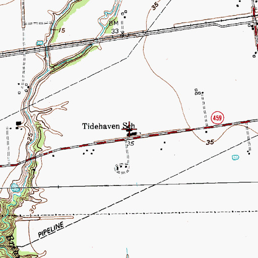 Topographic Map of Tidehaven Intermediate School, TX