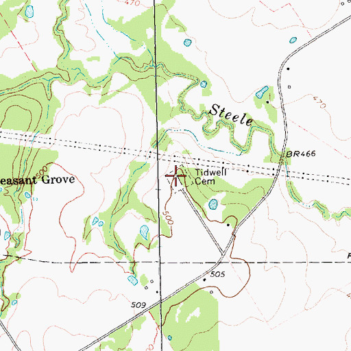 Topographic Map of Tidwell Cemetery, TX