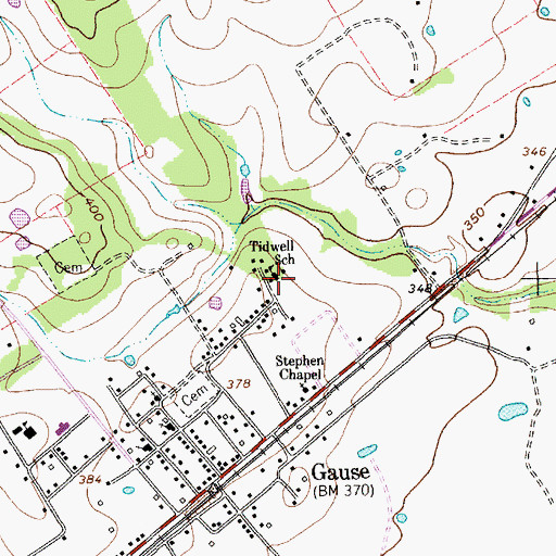 Topographic Map of Tidwell School, TX