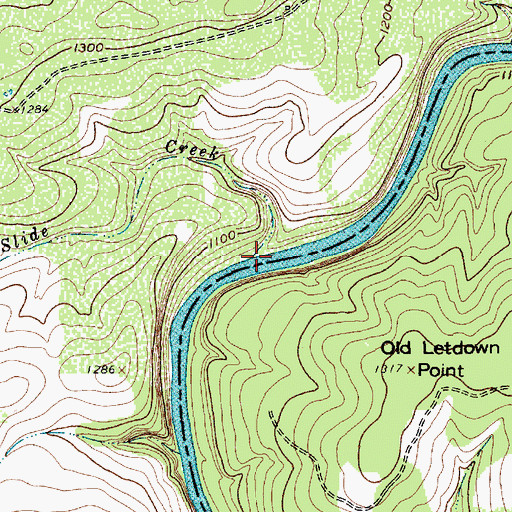 Topographic Map of Tie Slide Creek, TX